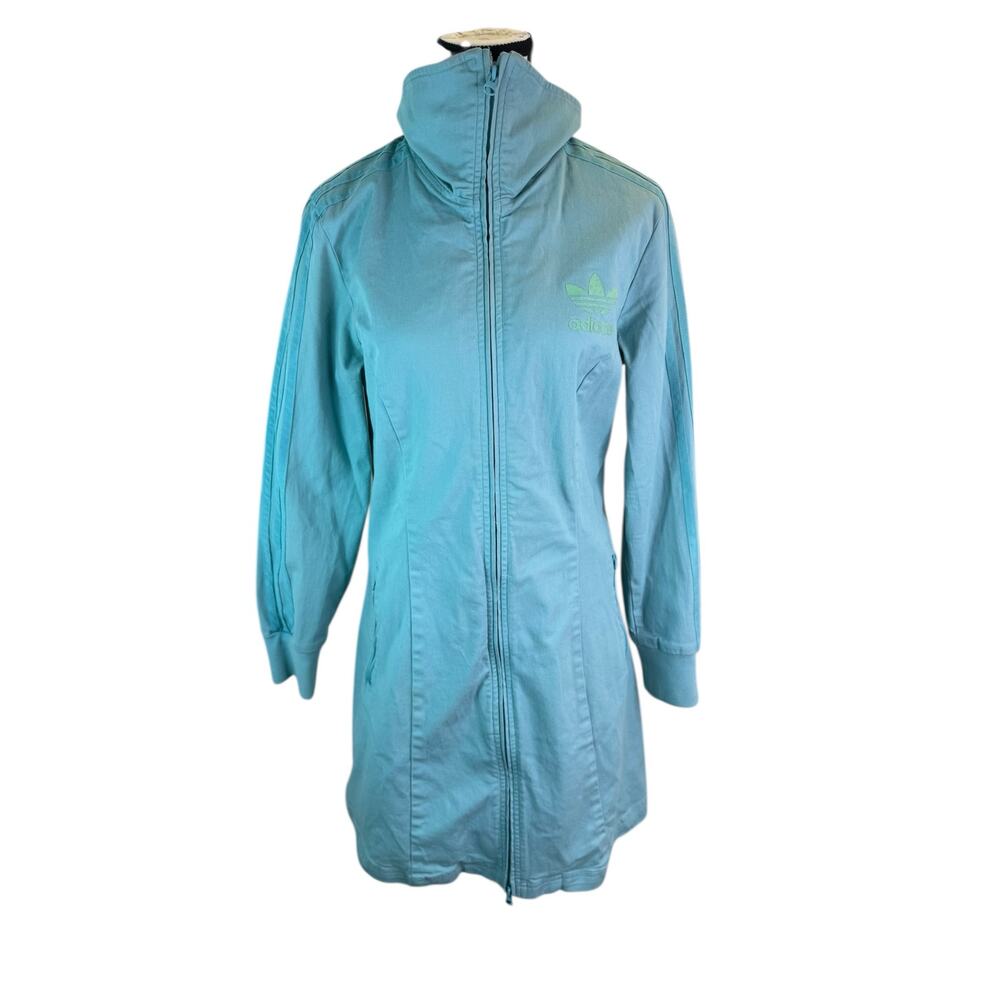 Vintage Y2K Adidas Light Blue Zip-Up Track/Tennis Sport Jacket/coat Women Large